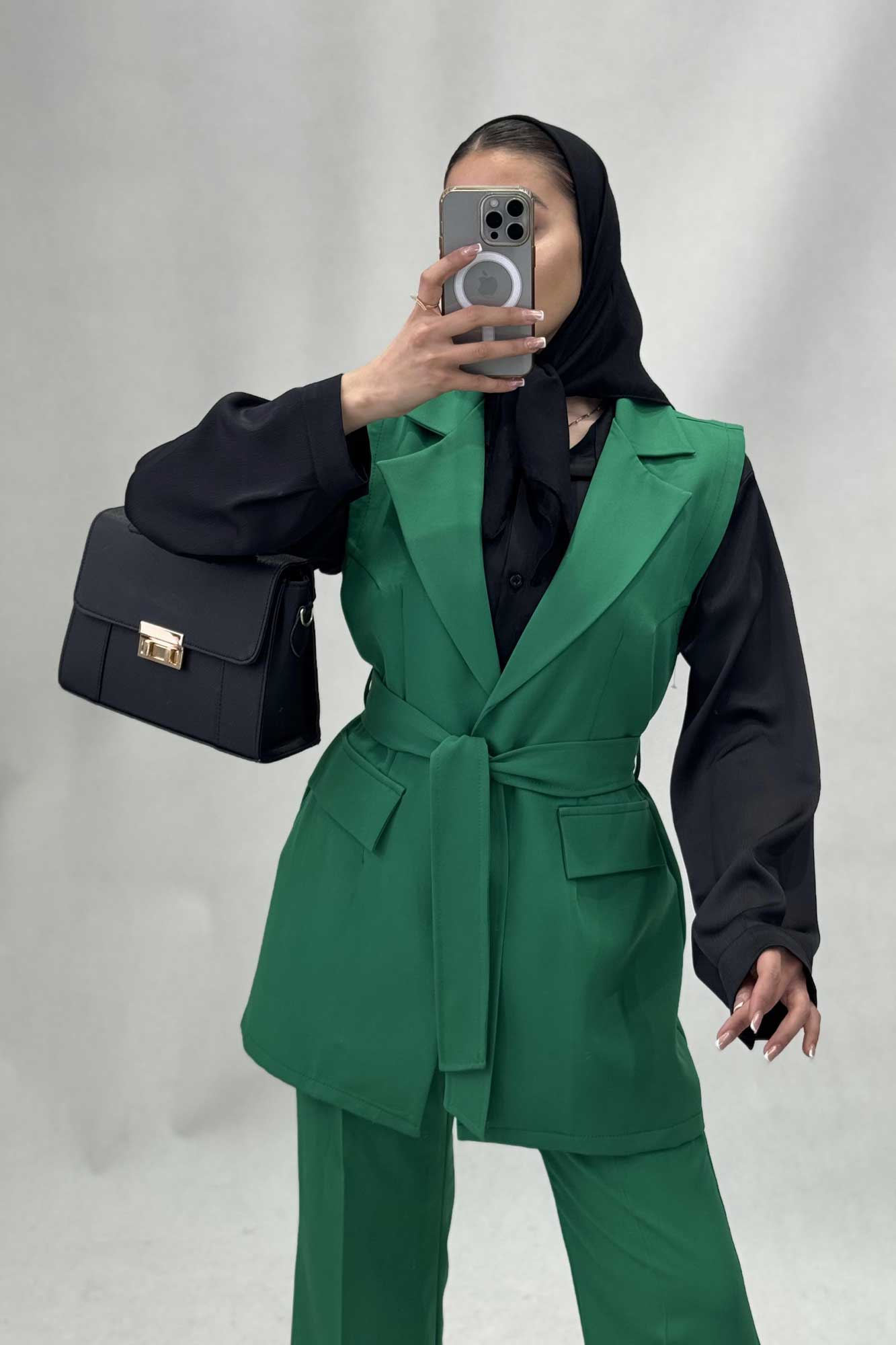 وست مازراتی یقه انگلیسی کمردار