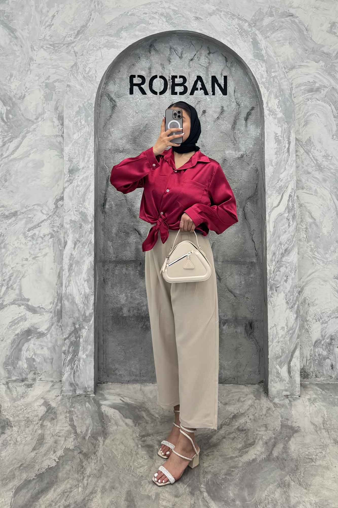 شومیز ساتن تک جیب