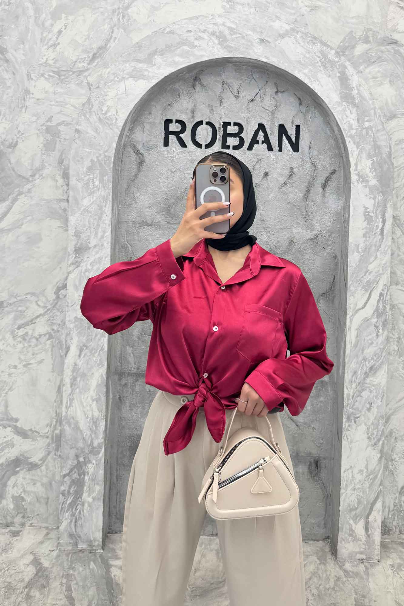 شومیز ساتن تک جیب