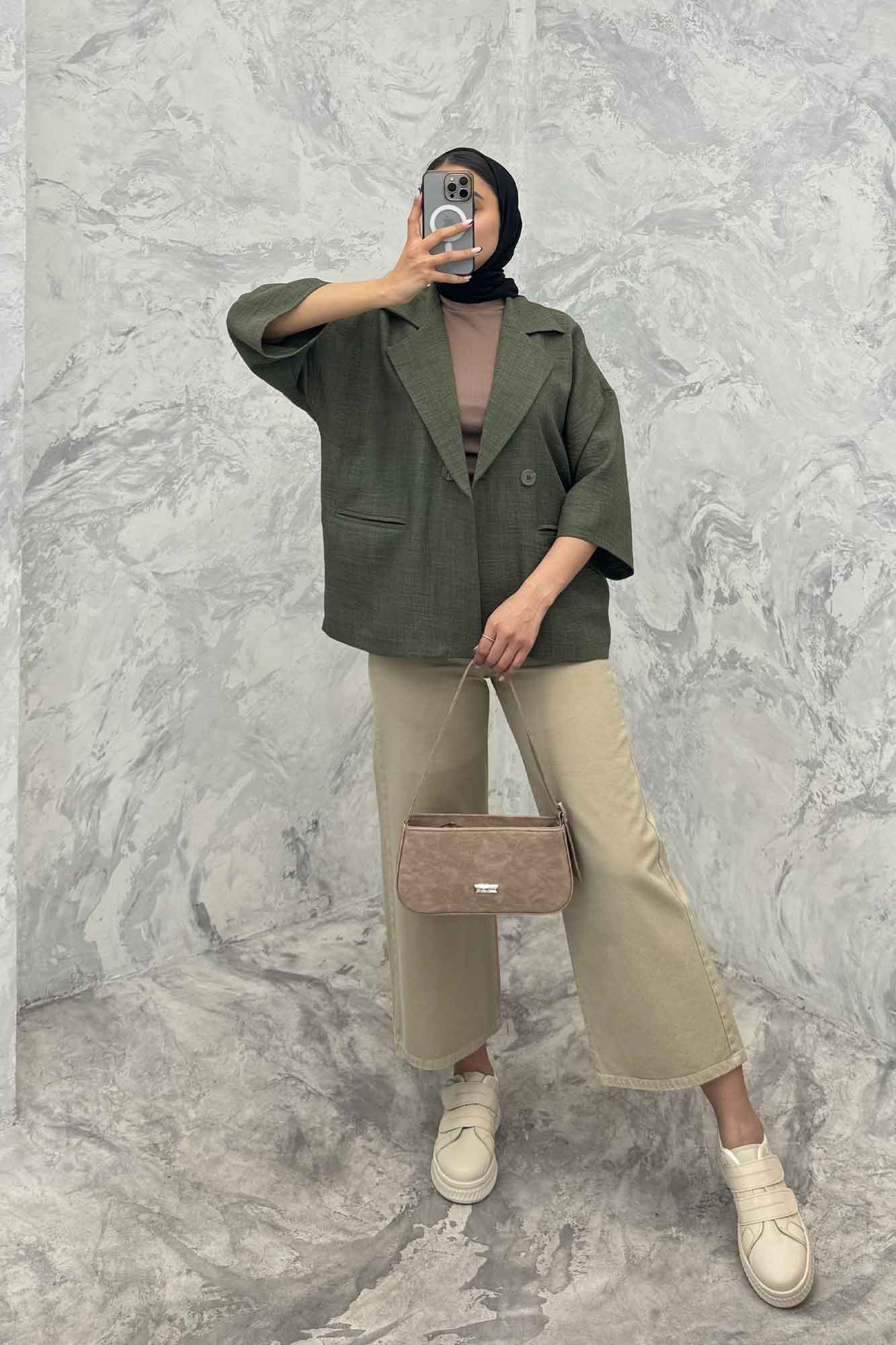 مانتو کتی آستین سه رب یقه انگلیسی شانتونR