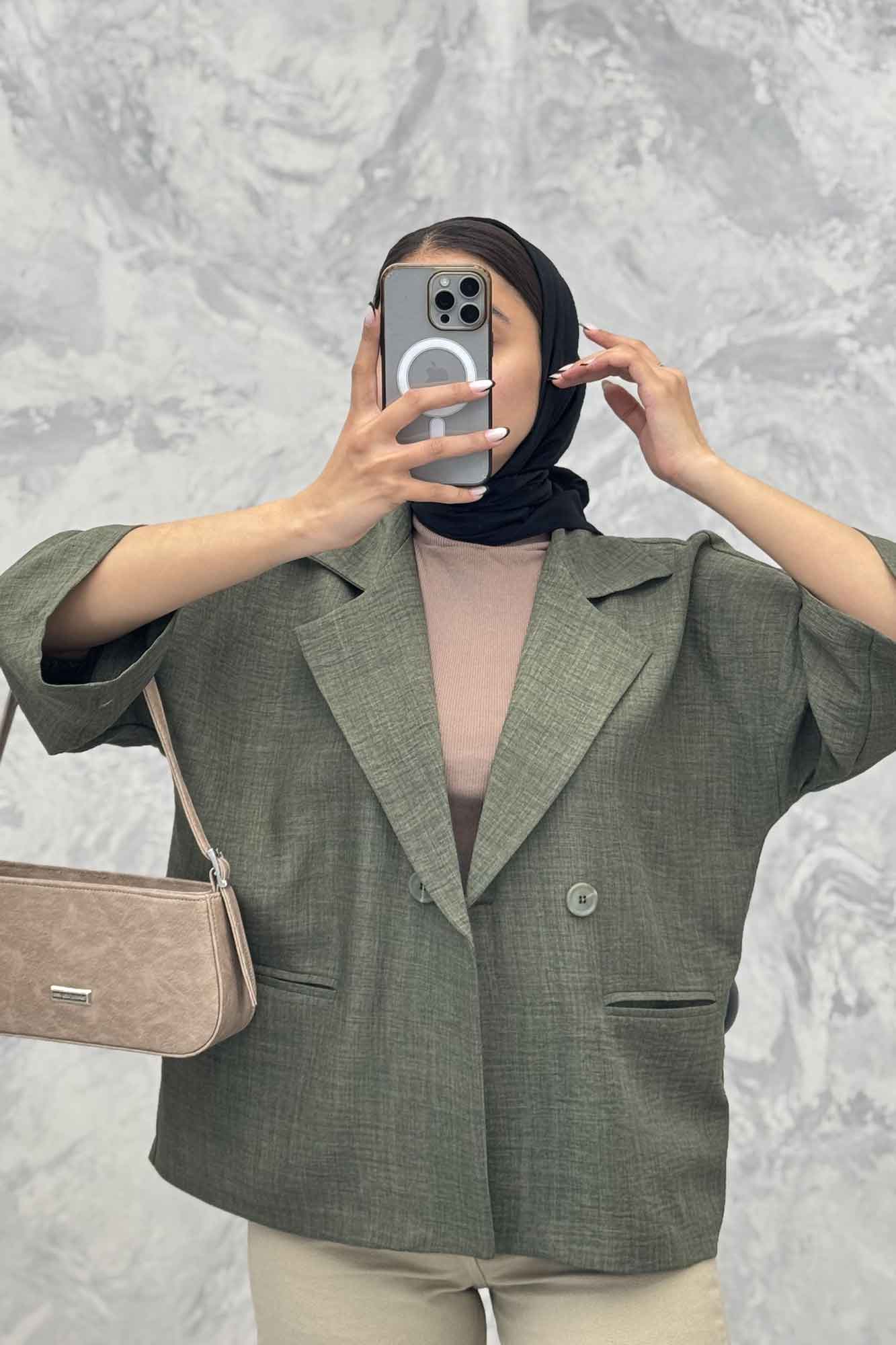 مانتو کتی آستین سه رب یقه انگلیسی شانتونR