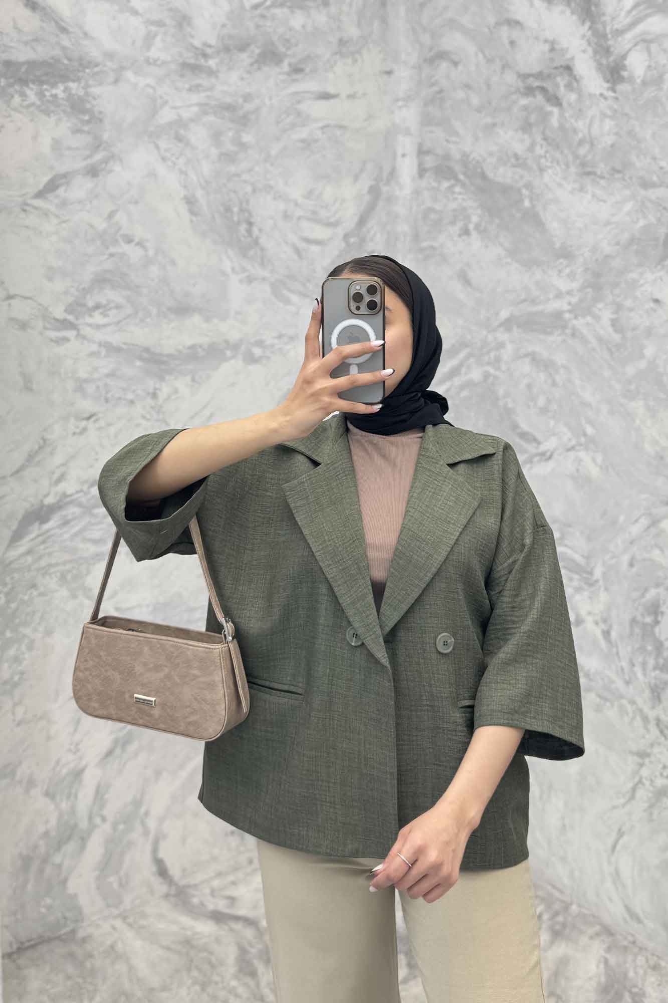 مانتو کتی آستین سه رب یقه انگلیسی شانتونR