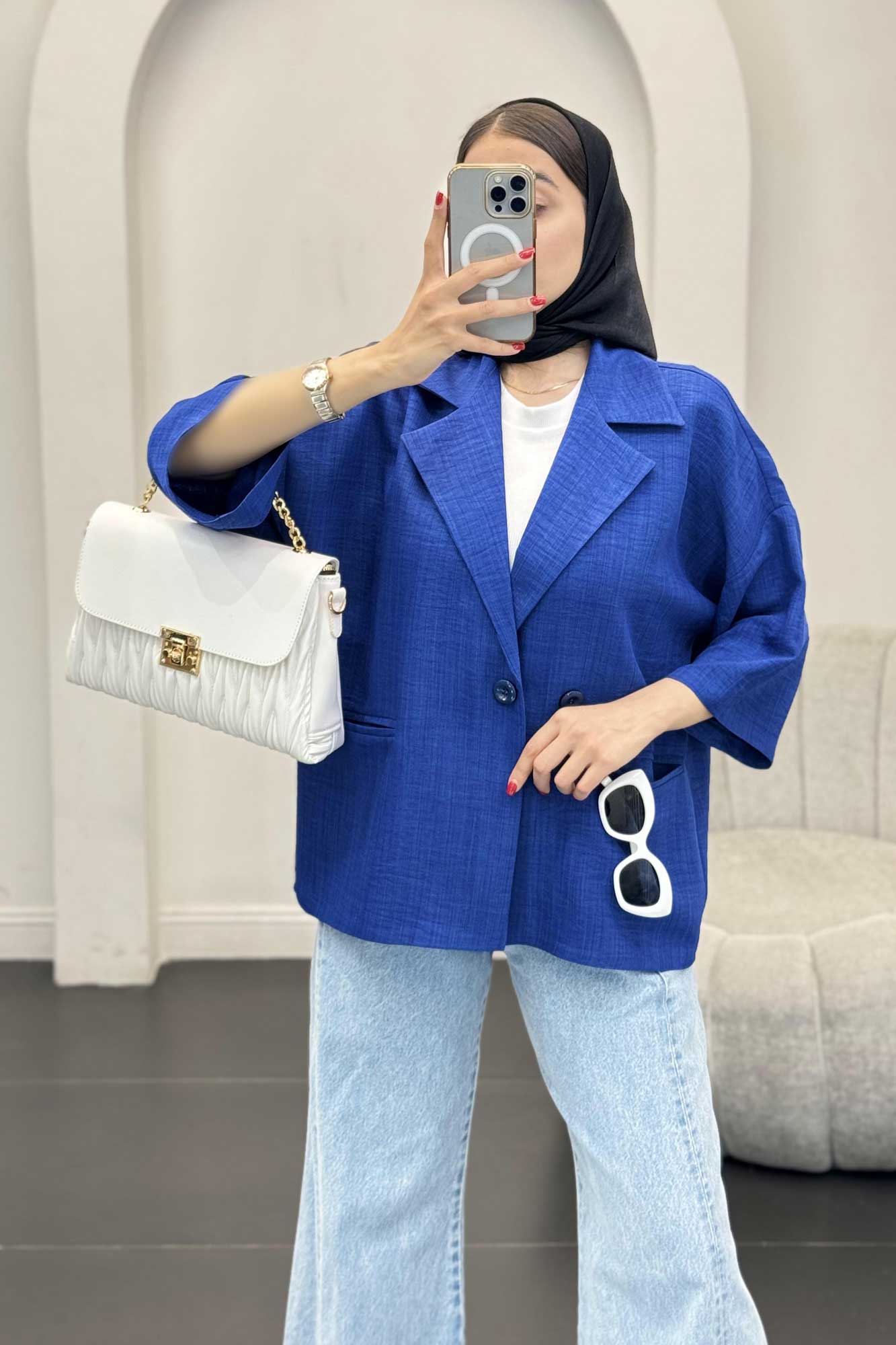 مانتو کتی آستین سه رب یقه انگلیسی شانتونR