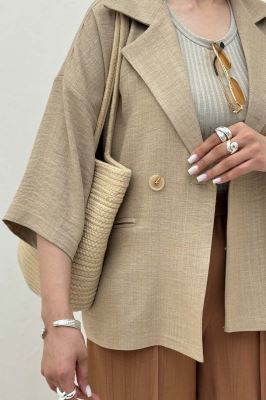 مانتو کتی آستین سه رب یقه انگلیسی شانتونR