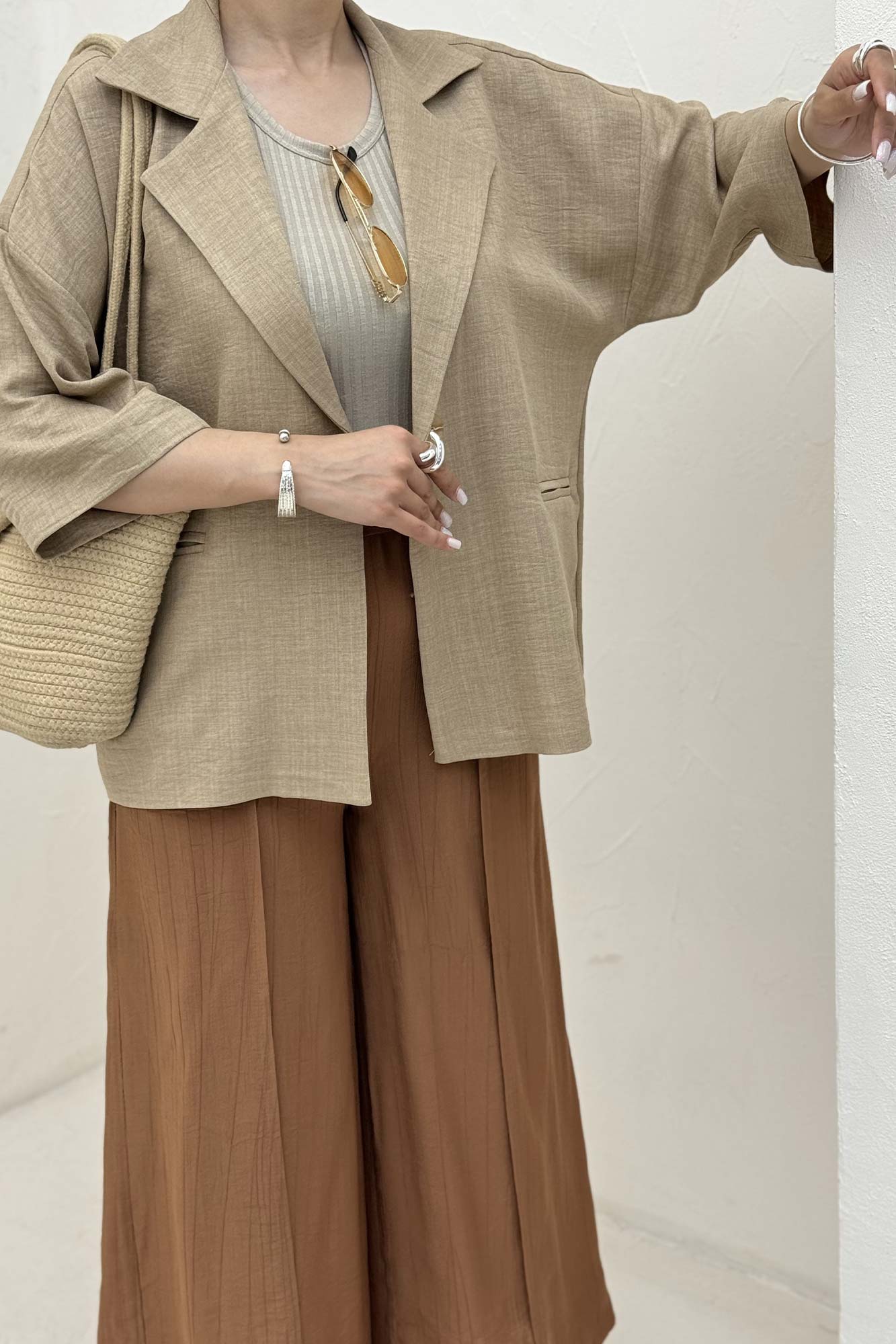 مانتو کتی آستین سه رب یقه انگلیسی شانتونR