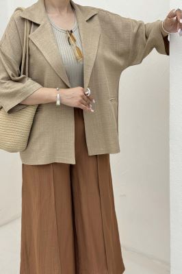 مانتو کتی آستین سه رب یقه انگلیسی شانتونR