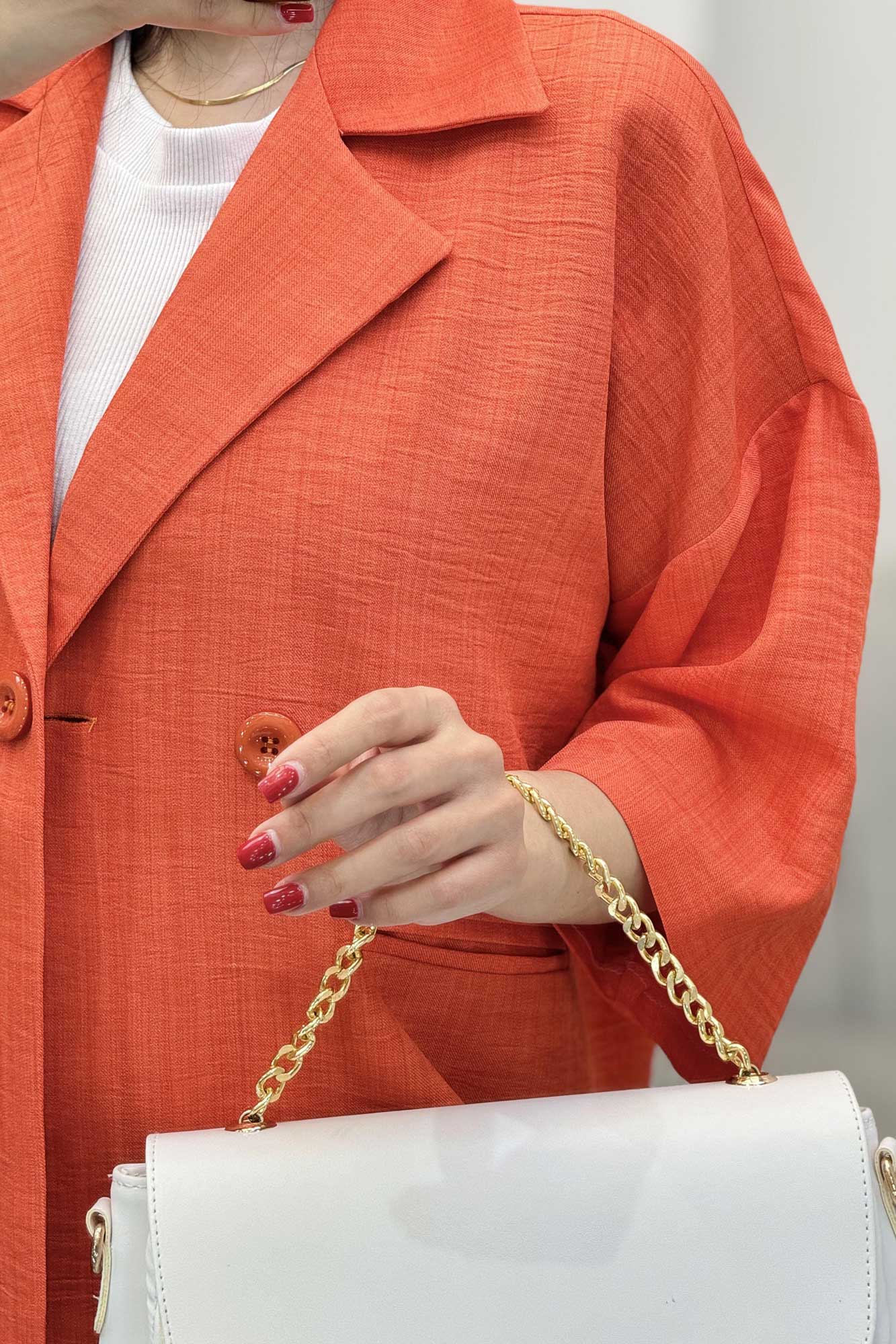 مانتو کتی آستین سه رب یقه انگلیسی شانتونR