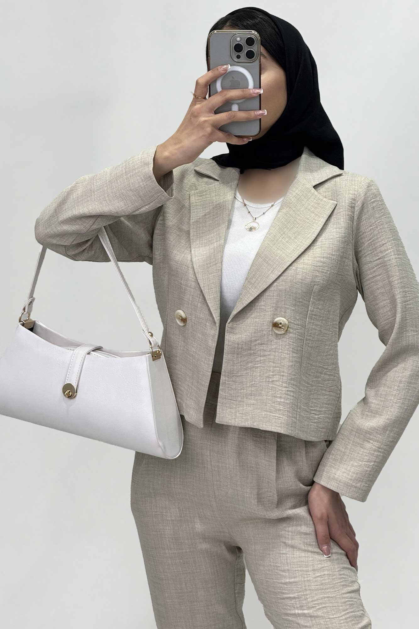 ست کت کراپ و شلوار مام شانتون R