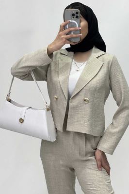 ست کت کراپ و شلوار مام شانتون R