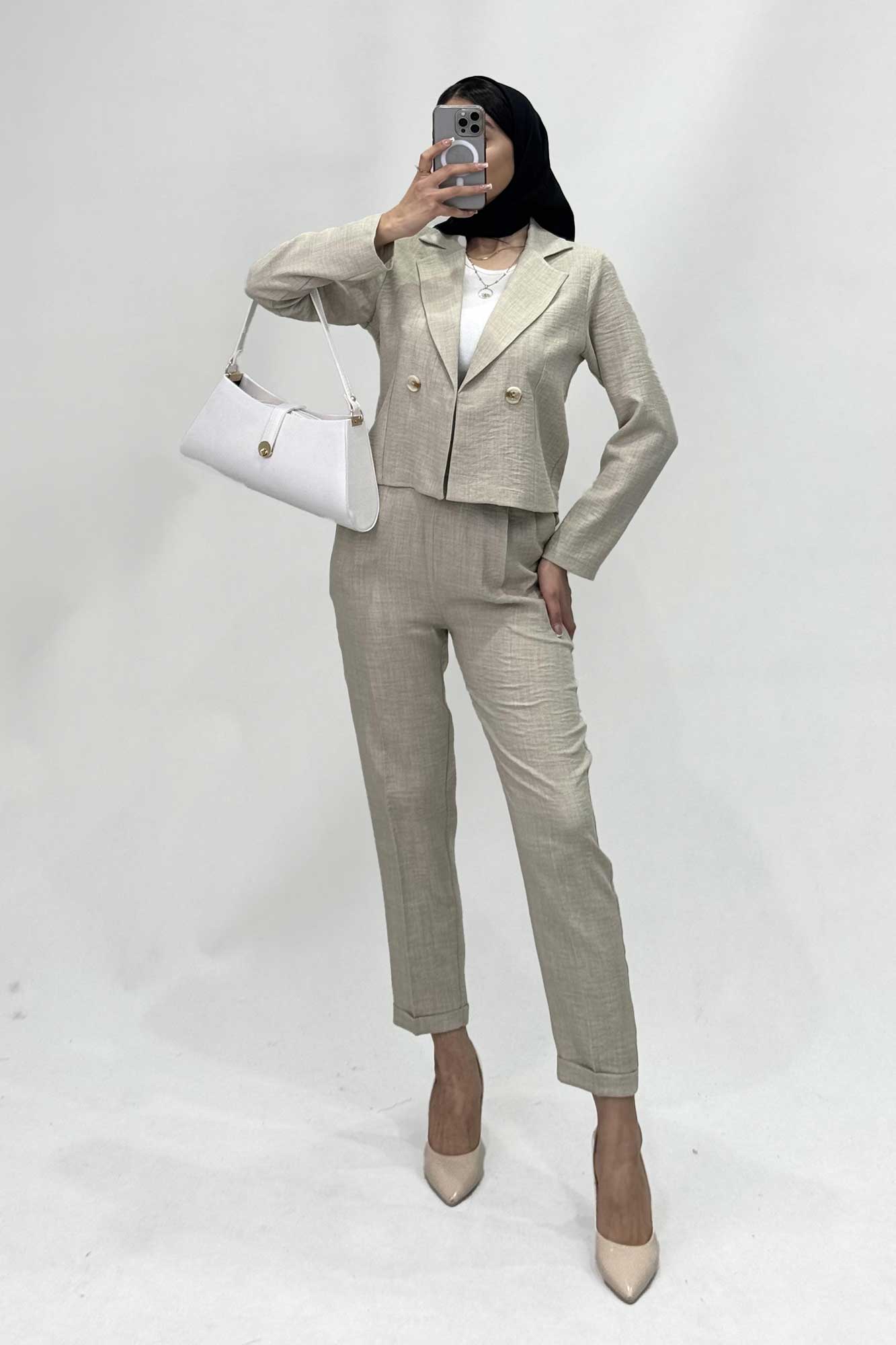 ست کت کراپ و شلوار مام شانتون R