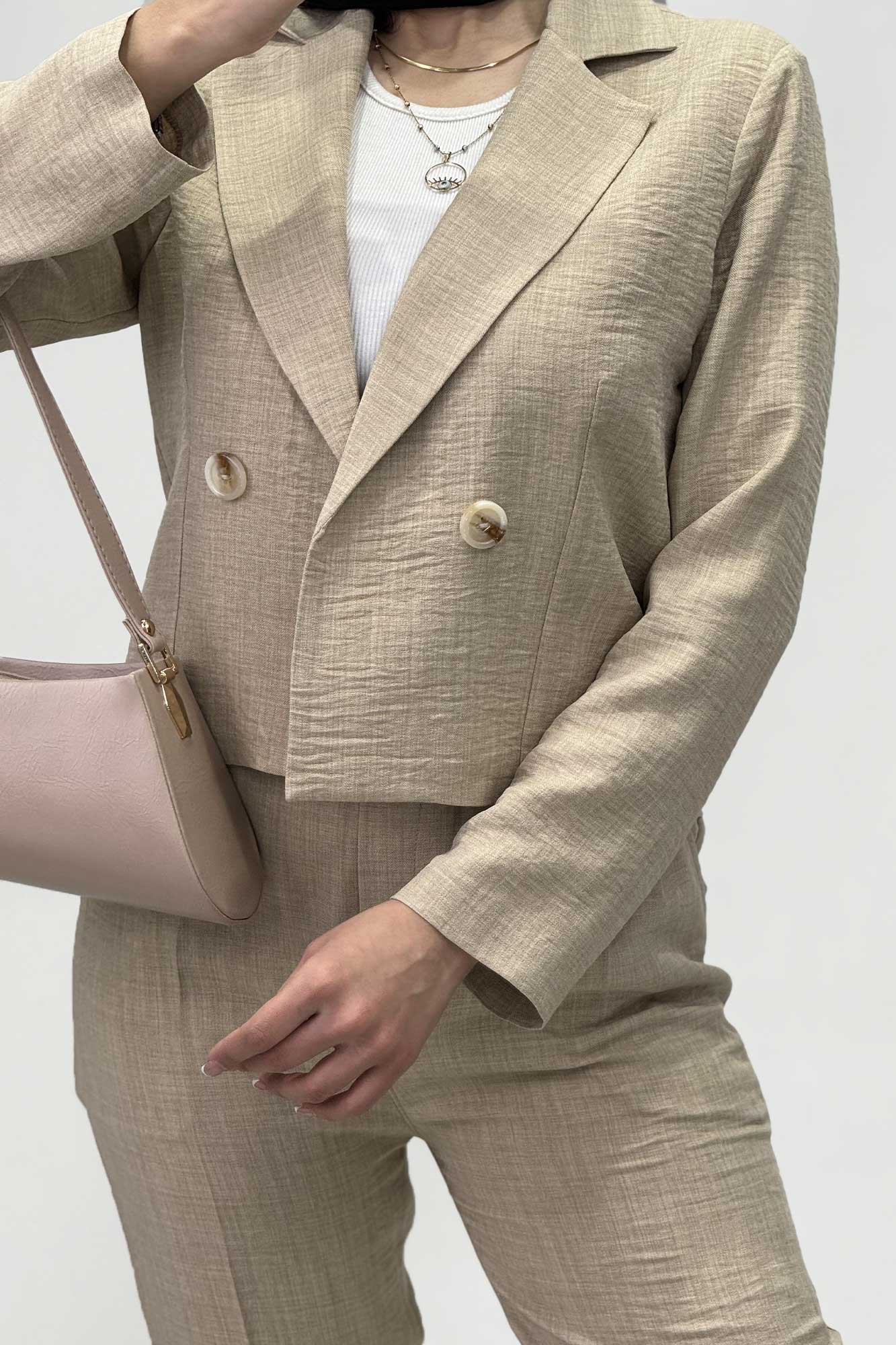 ست کت کراپ و شلوار مام شانتون R