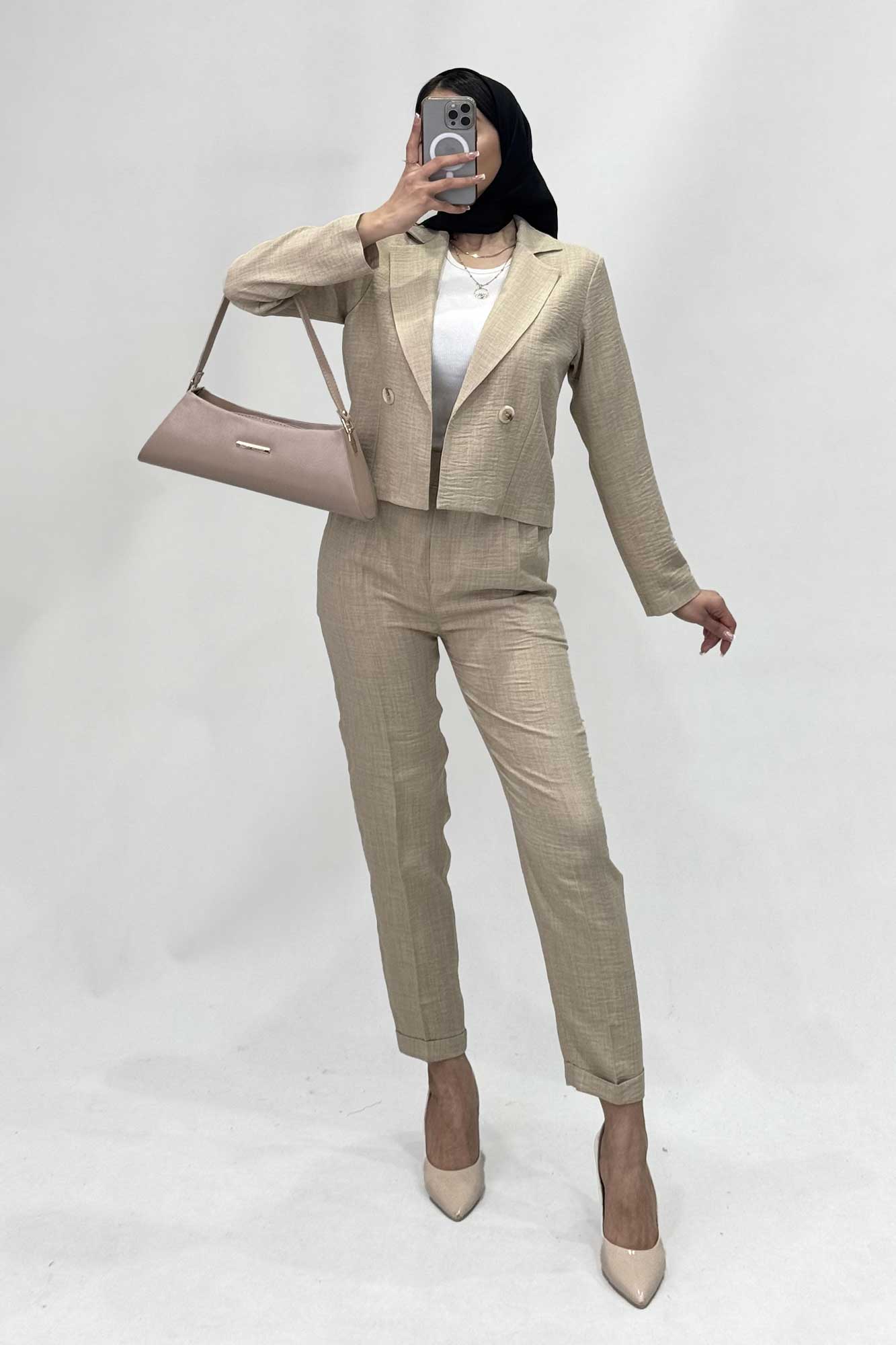 ست کت کراپ و شلوار مام شانتون R