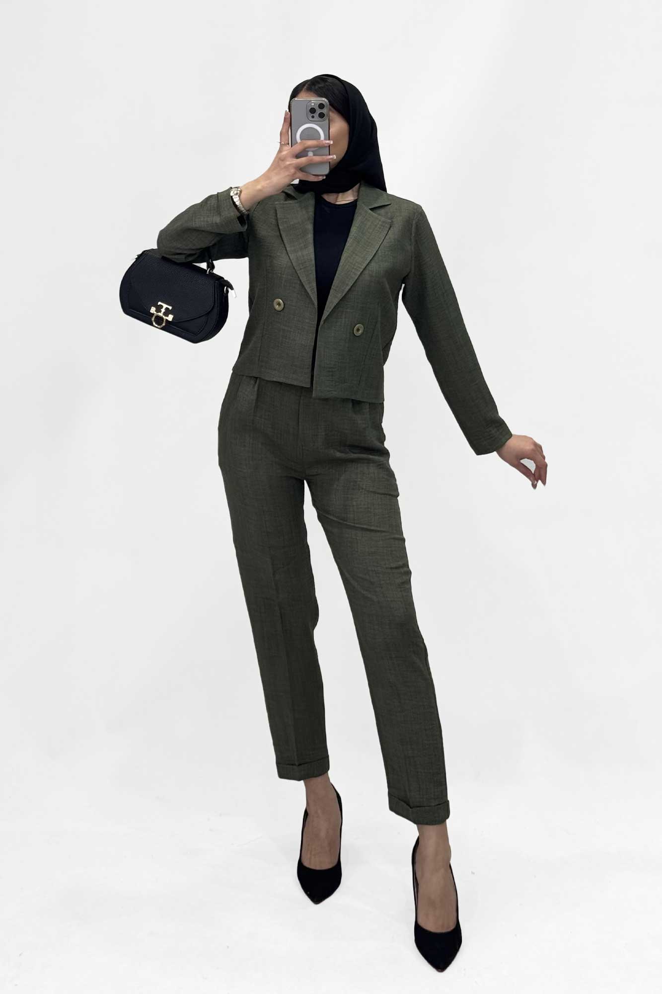 ست کت کراپ و شلوار مام شانتون R