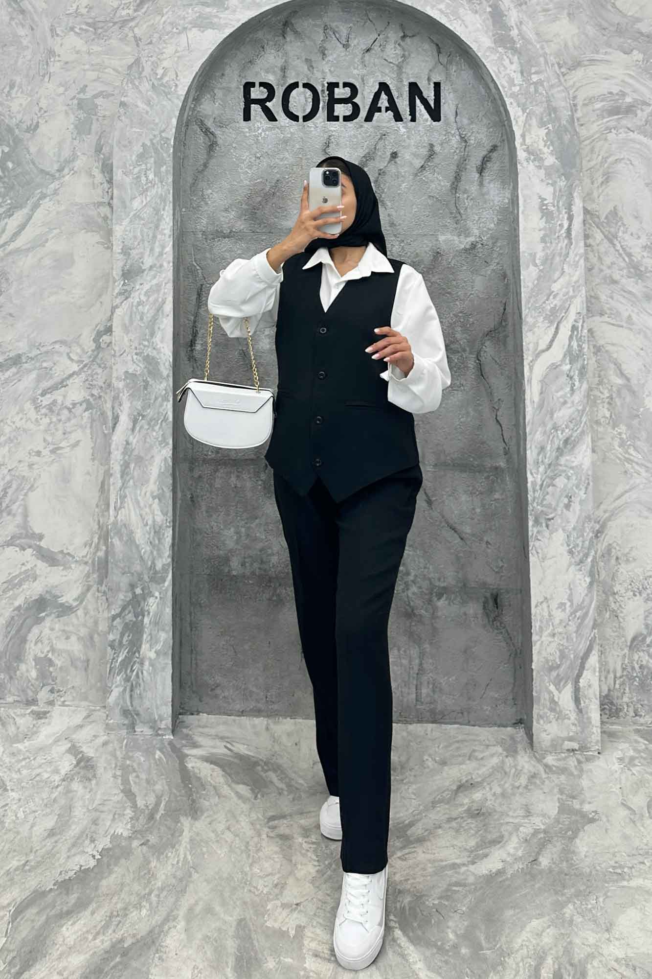 ست جلیقه شلوار شانتون یقه هفت بگ