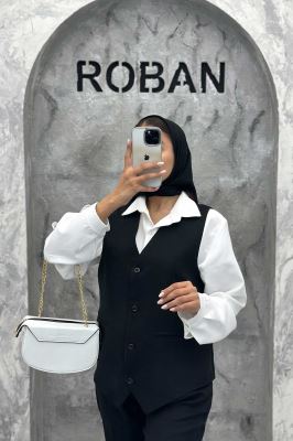 ست جلیقه شلوار شانتون یقه هفت بگ