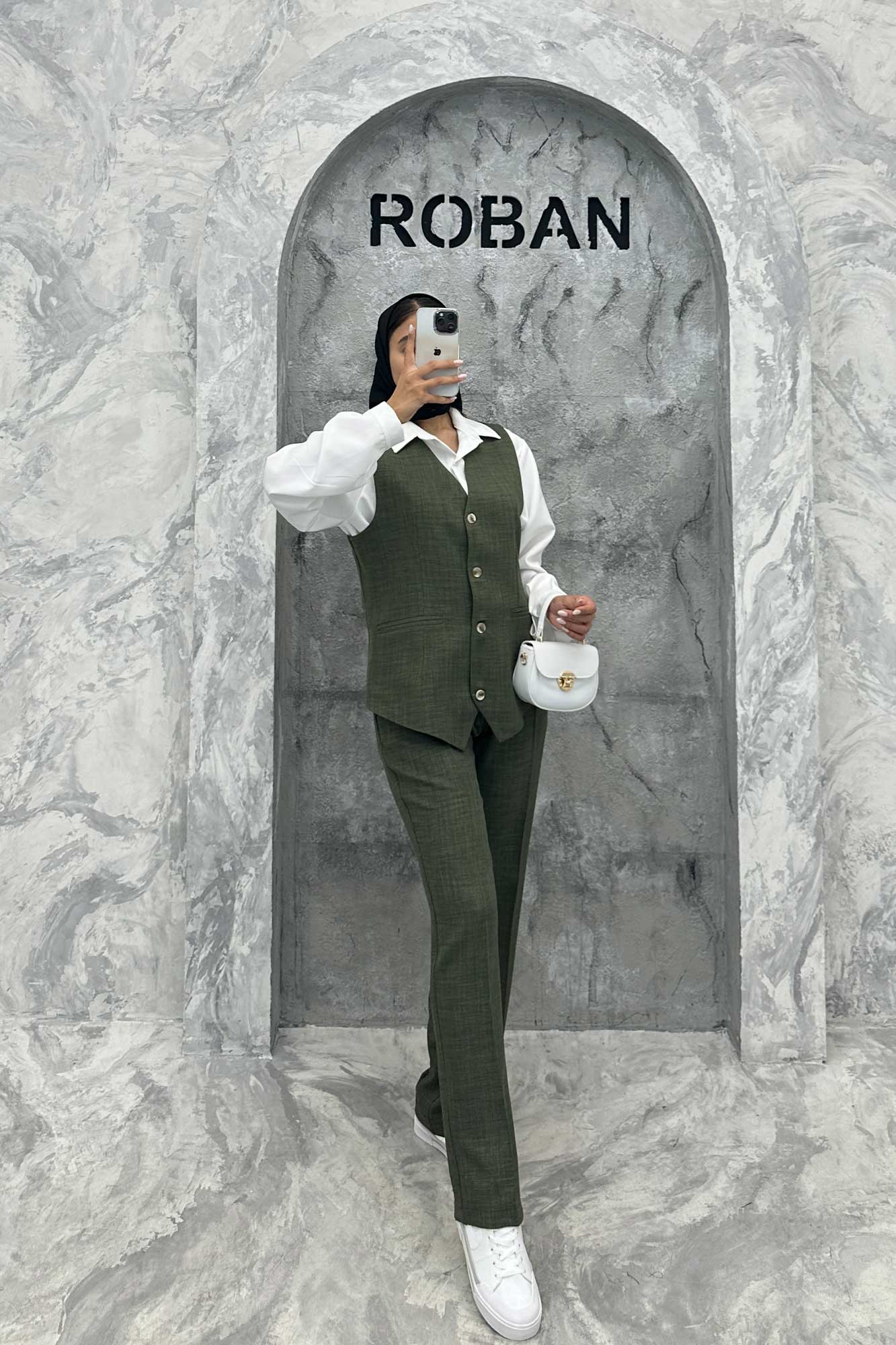 ست جلیقه شلوار شانتون یقه هفت بگ