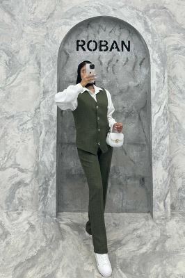 ست جلیقه شلوار شانتون یقه هفت بگ