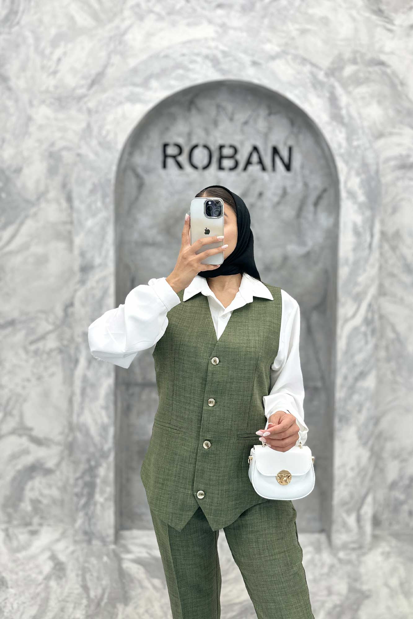 ست جلیقه شلوار شانتون یقه هفت بگ