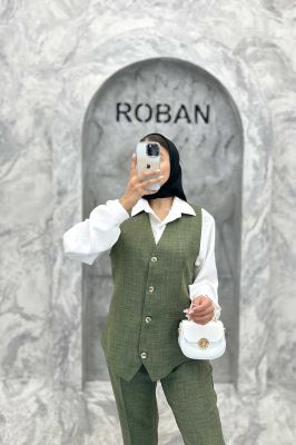 ست جلیقه شلوار شانتون یقه هفت بگ