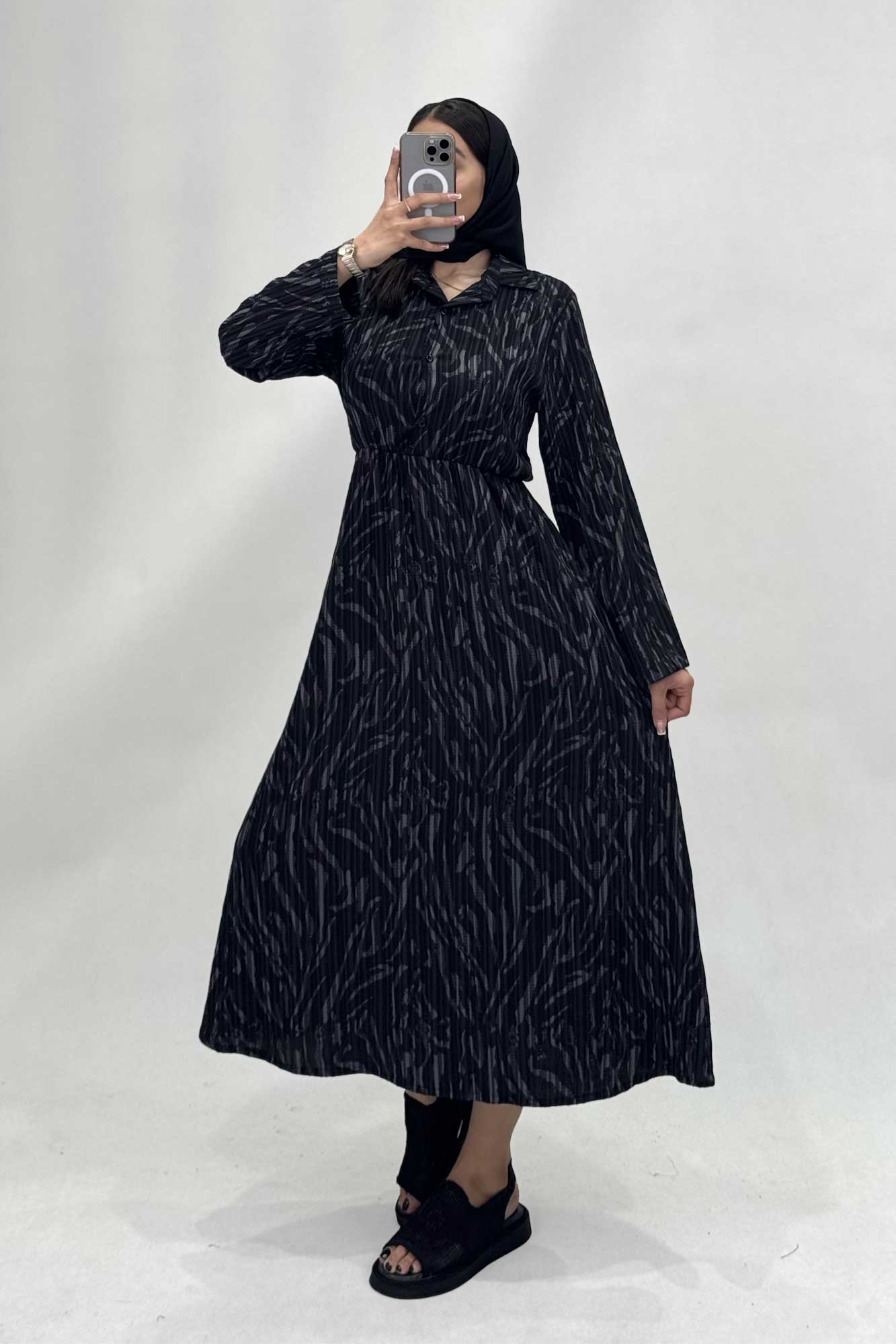 پیراهن بلند کمرکش کراش