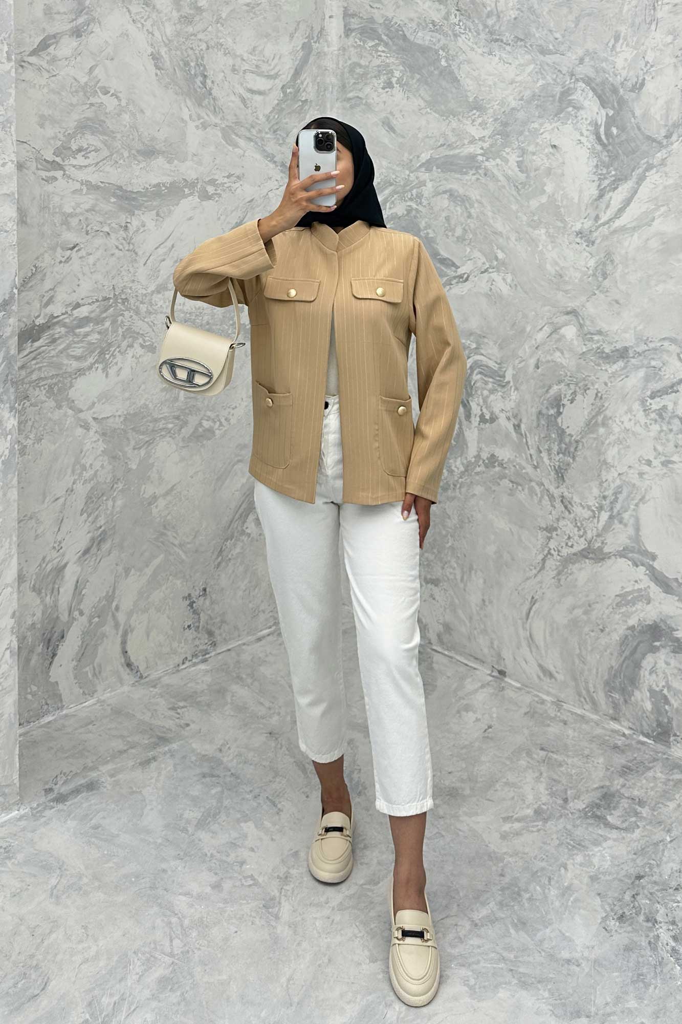 کت مازراتی راه راه لمه یقه دیپلمات