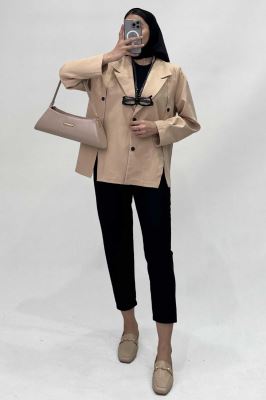 کت کوتاه مازراتی یقه انگلیسی نیلوفر