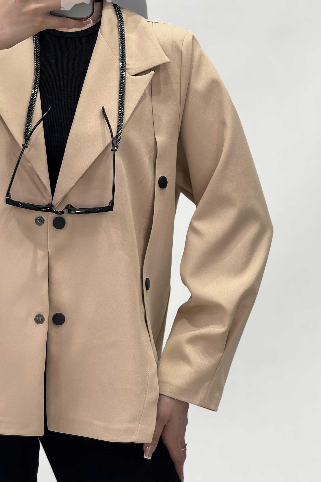 کت کوتاه مازراتی یقه انگلیسی نیلوفر