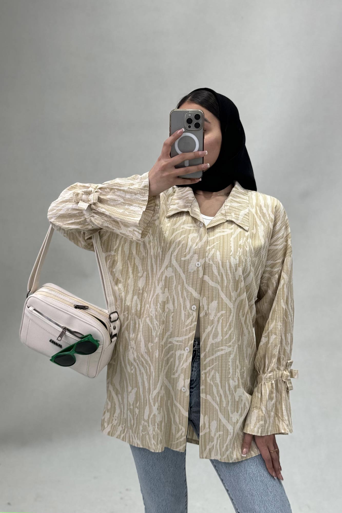 شومیز کراش چاپی آستین عروسکی