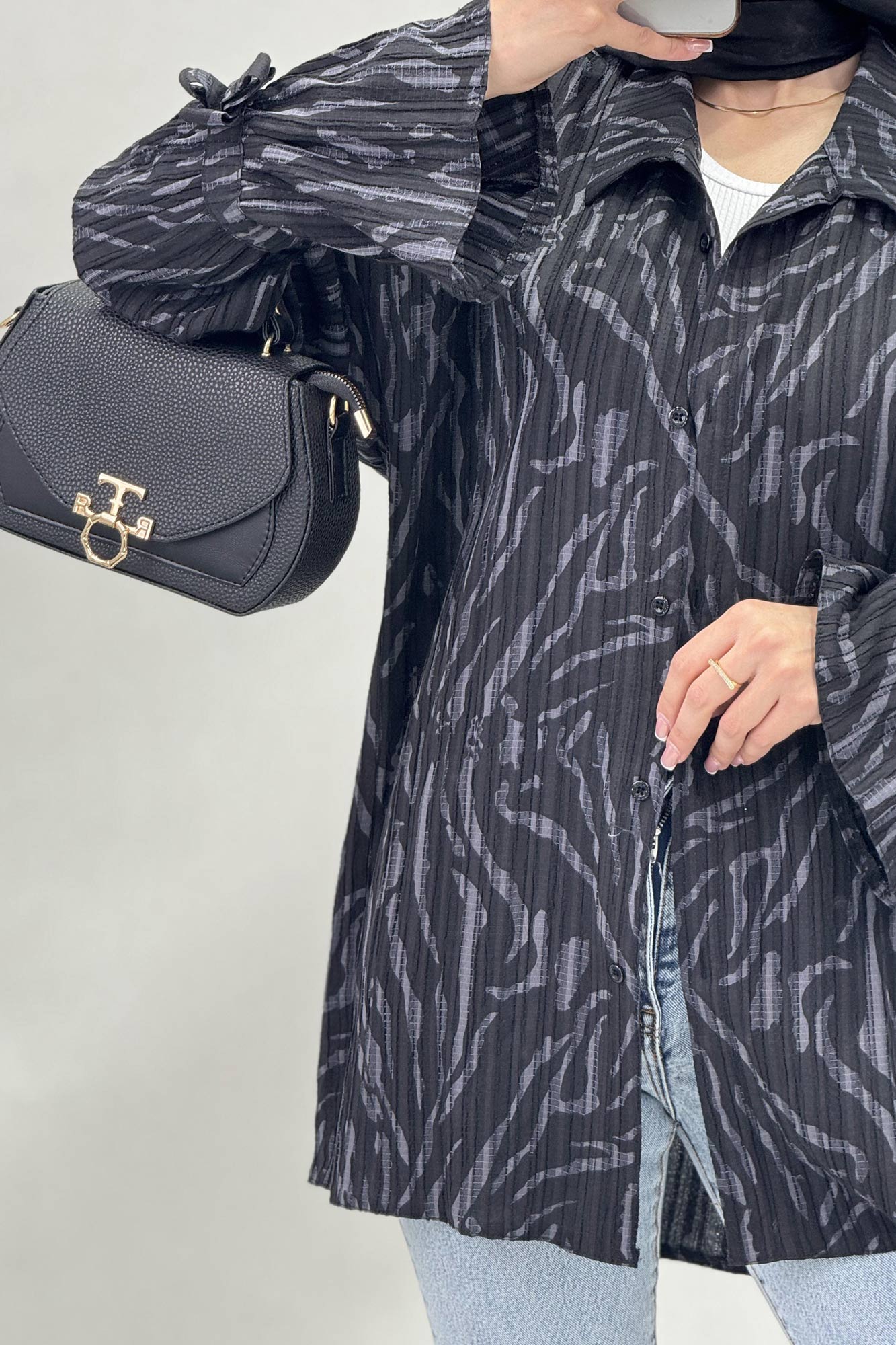 شومیز کراش چاپی آستین عروسکی