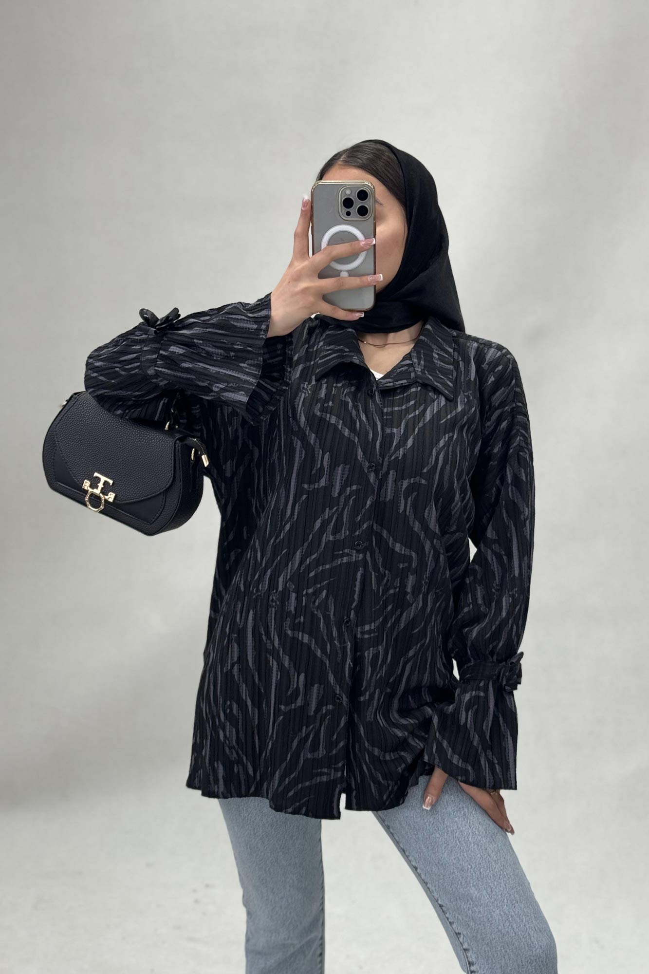 شومیز کراش چاپی آستین عروسکی