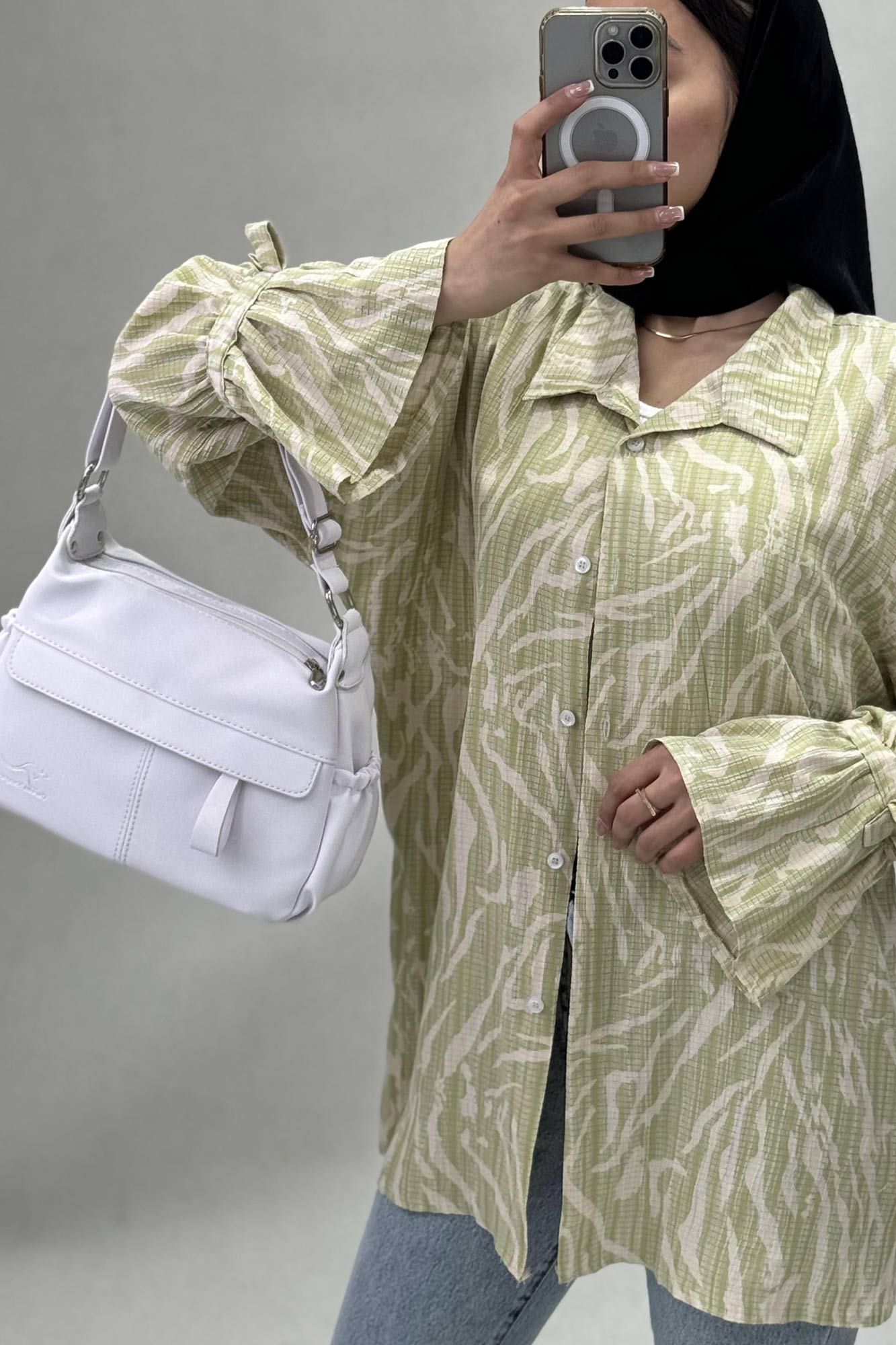 شومیز کراش چاپی آستین عروسکی