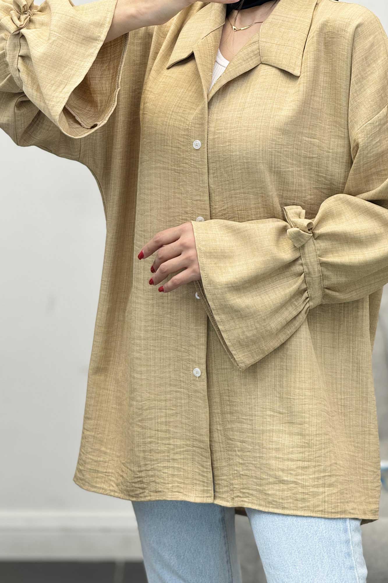 شومیز شانتون آستین عروسکی