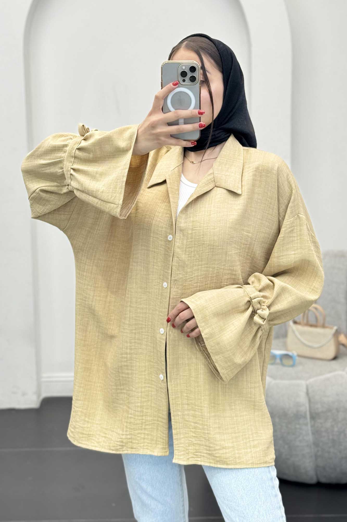 شومیز شانتون آستین عروسکی