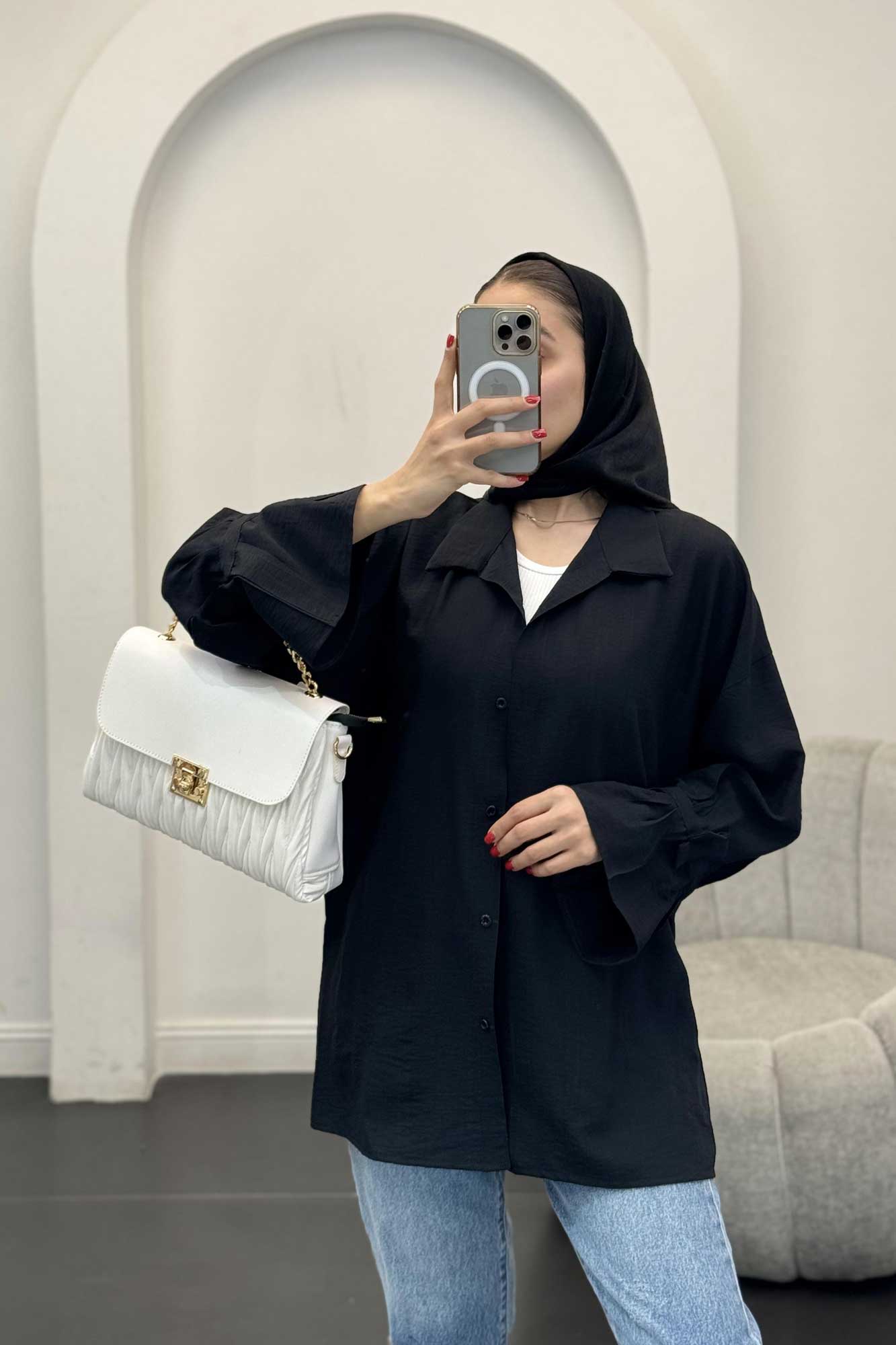 شومیز شانتون آستین عروسکی