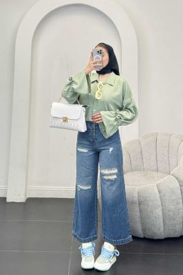 شومیز شانتون آستین عروسکی