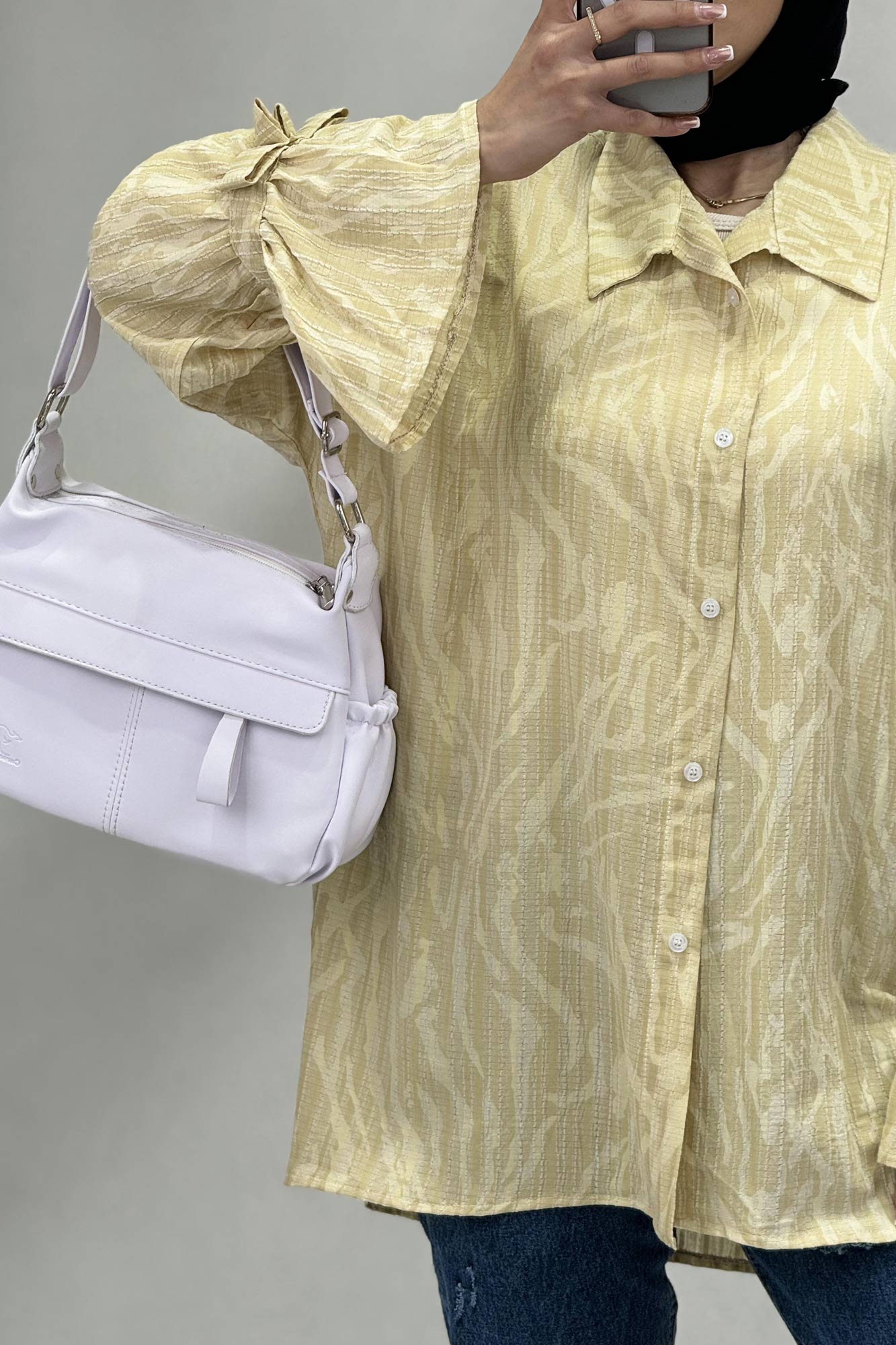 شومیز کراش چاپی آستین عروسکی