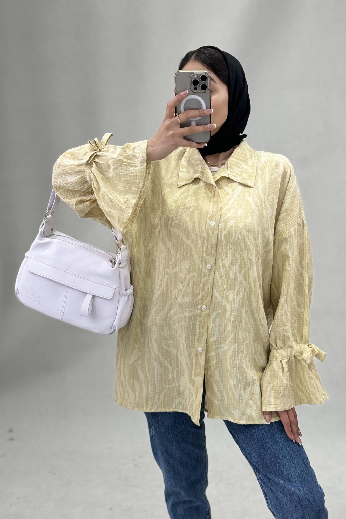 شومیز کراش چاپی آستین عروسکی