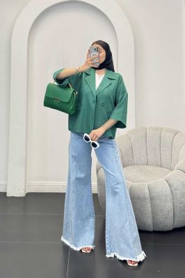 مانتو کتی آستین سه رب یقه انگلیسی شانتونR