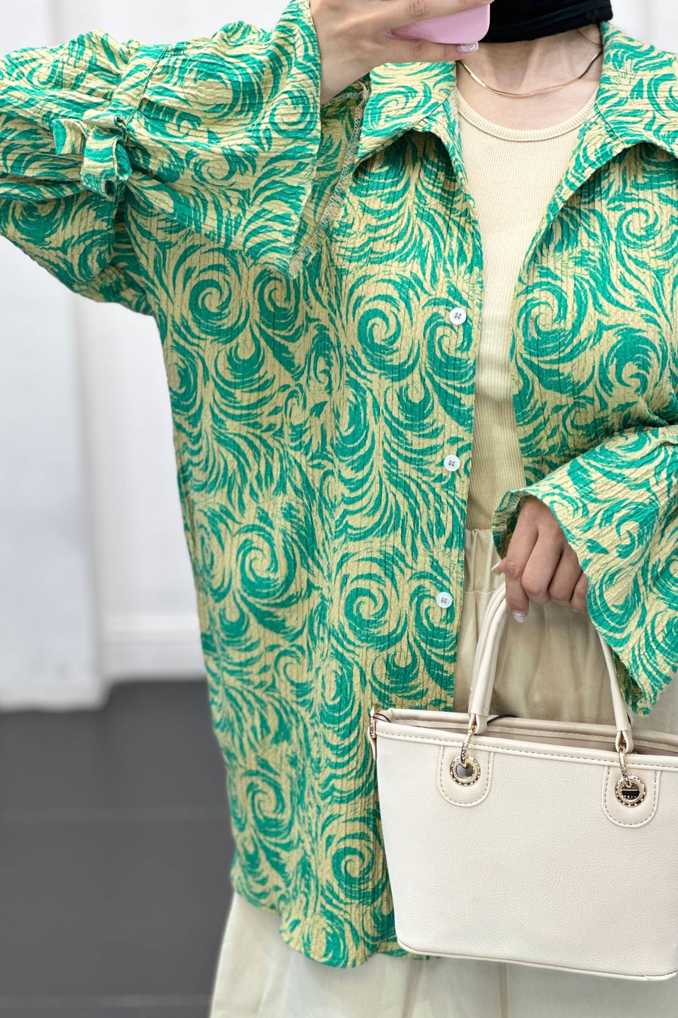 شومیز کراش چاپی آستین عروسکی