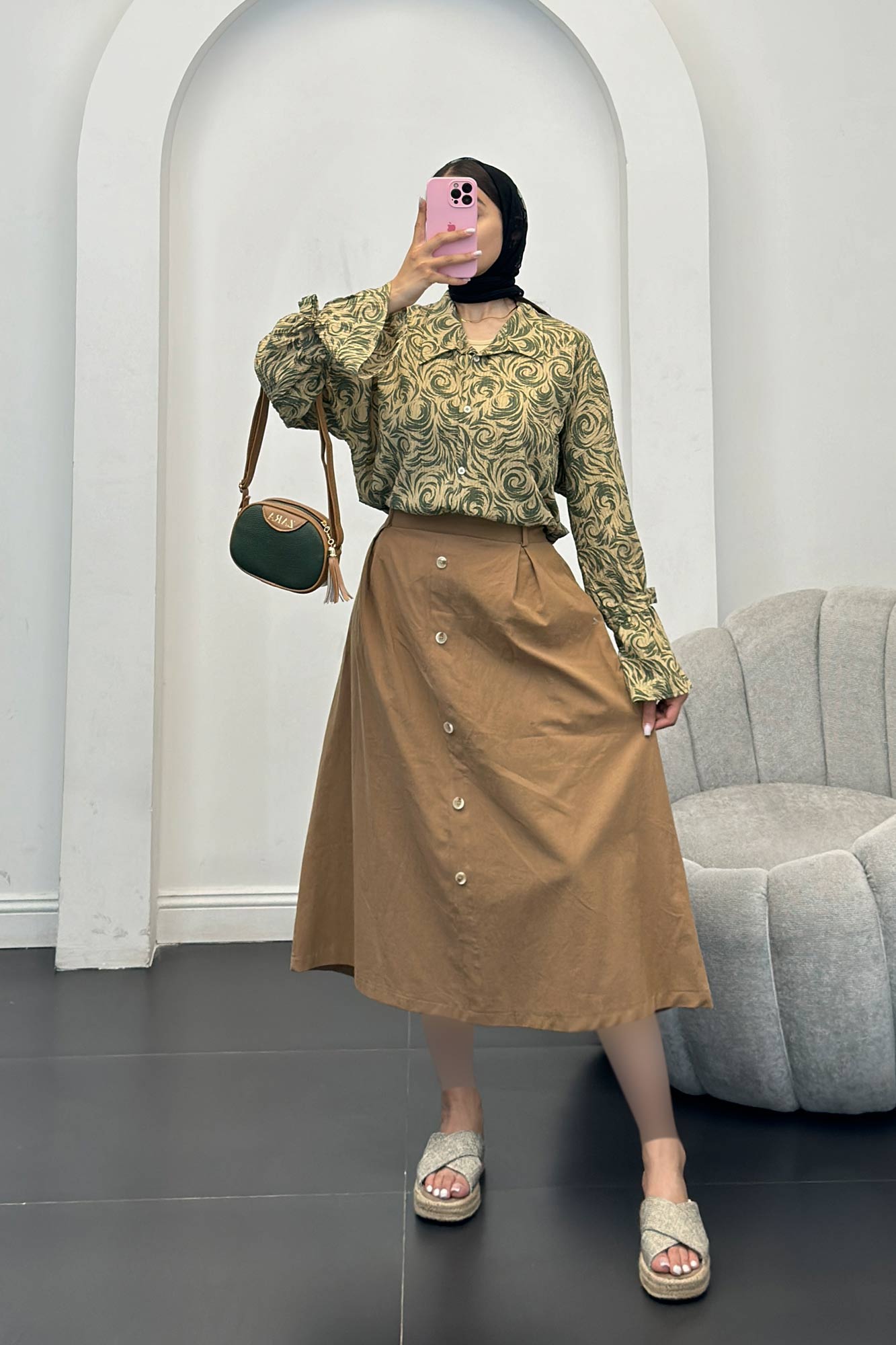 شومیز کراش چاپی آستین عروسکی