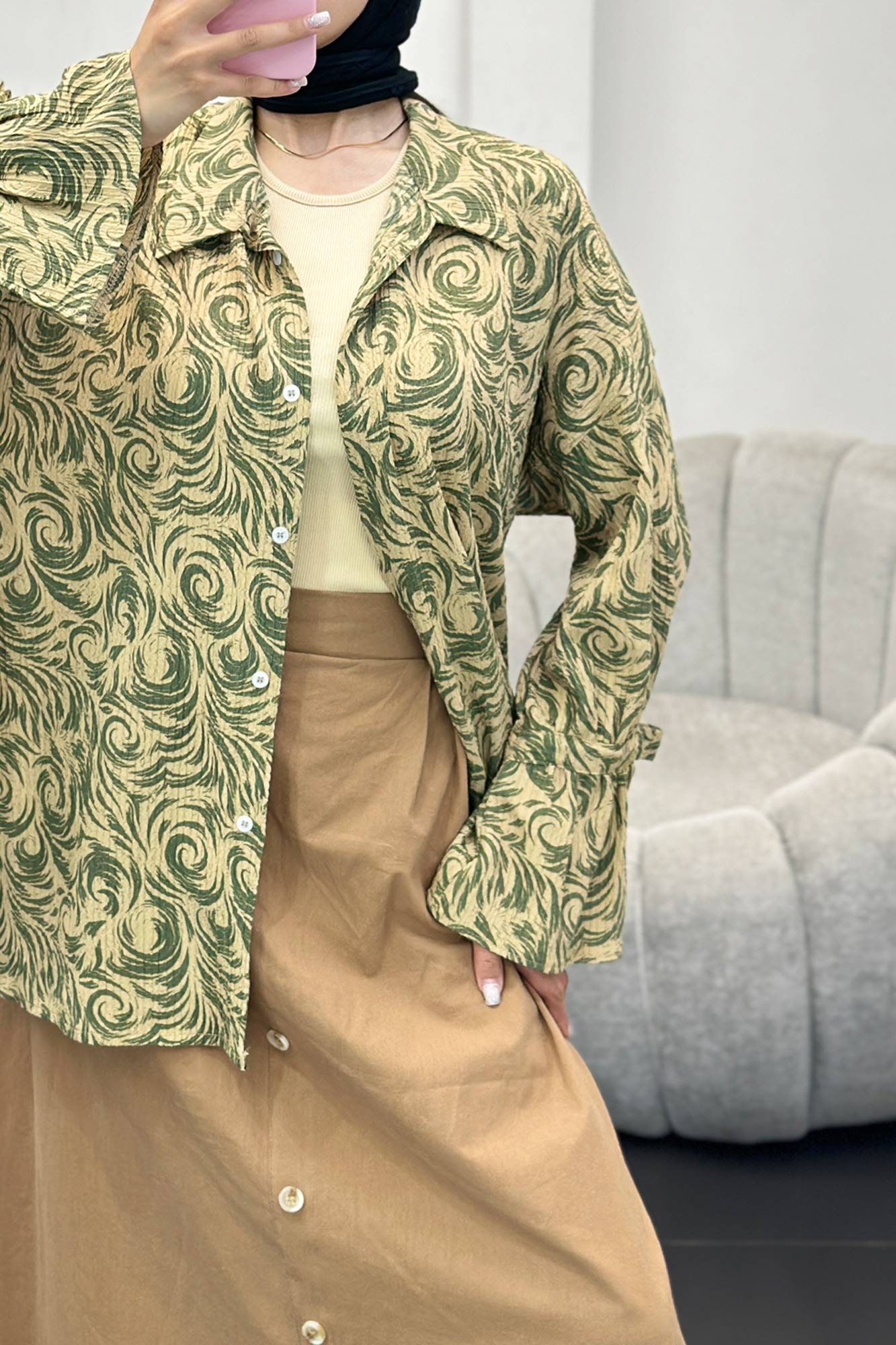 شومیز کراش چاپی آستین عروسکی