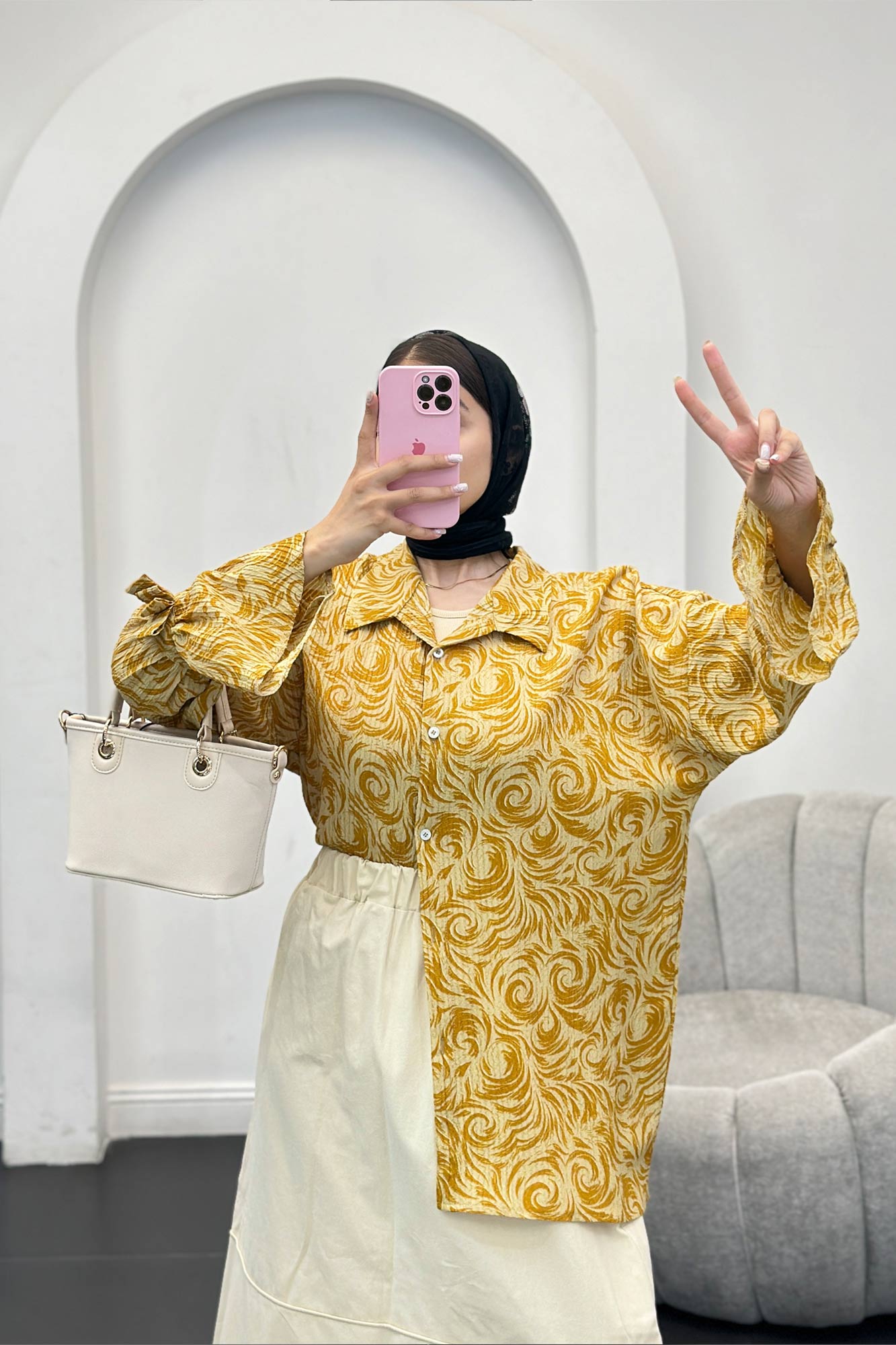 شومیز کراش چاپی آستین عروسکی