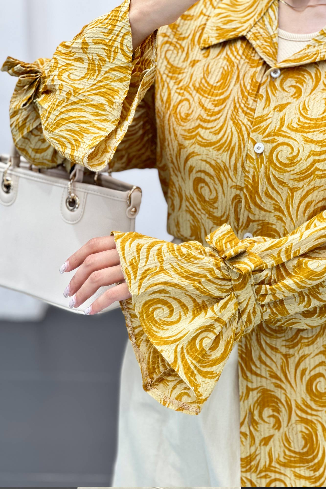 شومیز کراش چاپی آستین عروسکی