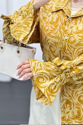 شومیز کراش چاپی آستین عروسکی