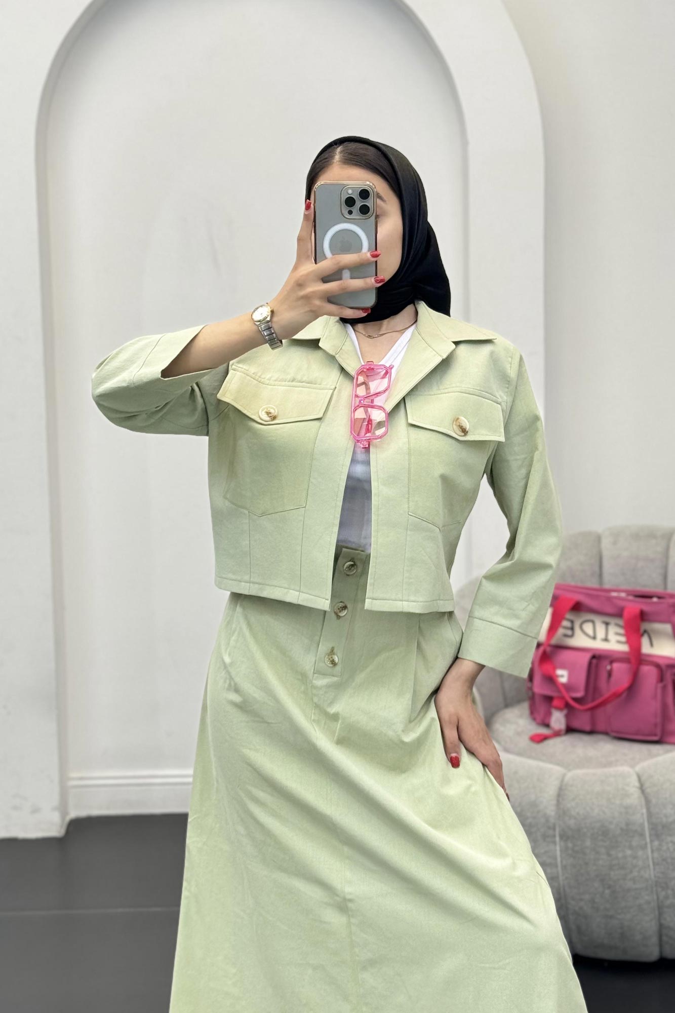 ست کت و دامن دو جیب تیتانیک