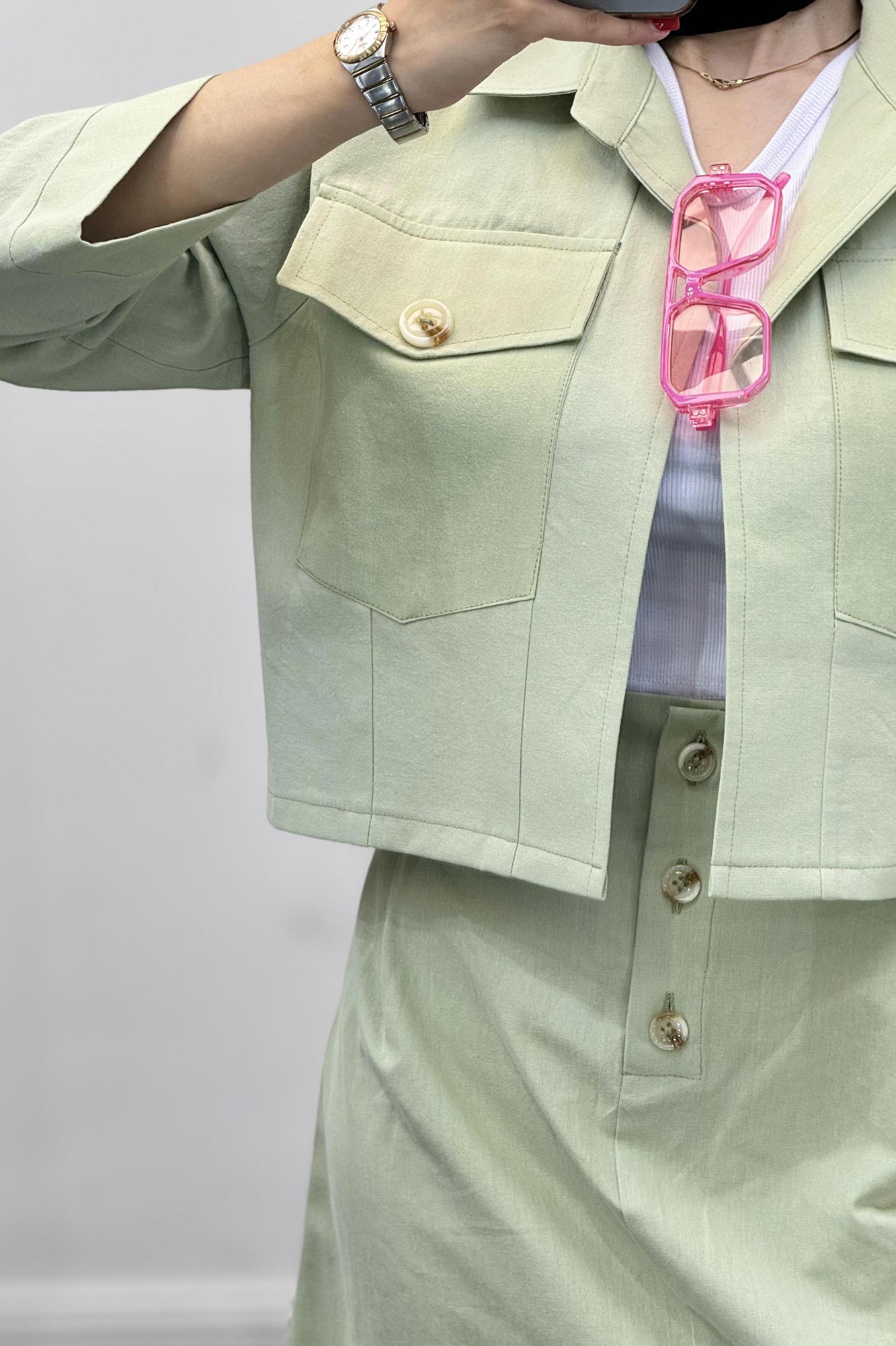 ست کت و دامن دو جیب تیتانیک