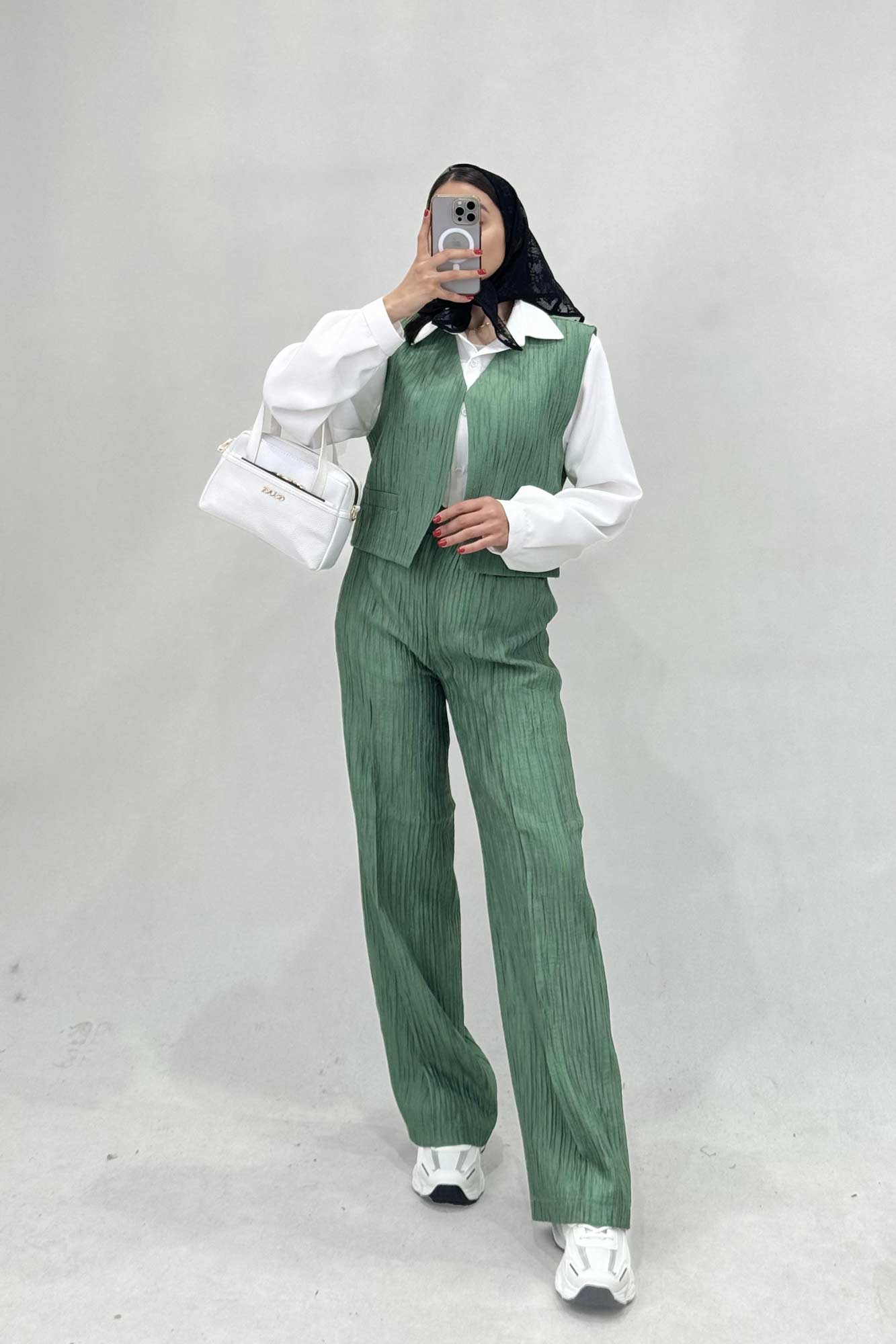 ست جلیقه شلوار کریشه جیب فیلتو