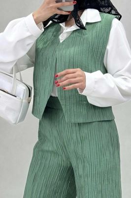 ست جلیقه شلوار کریشه جیب فیلتو