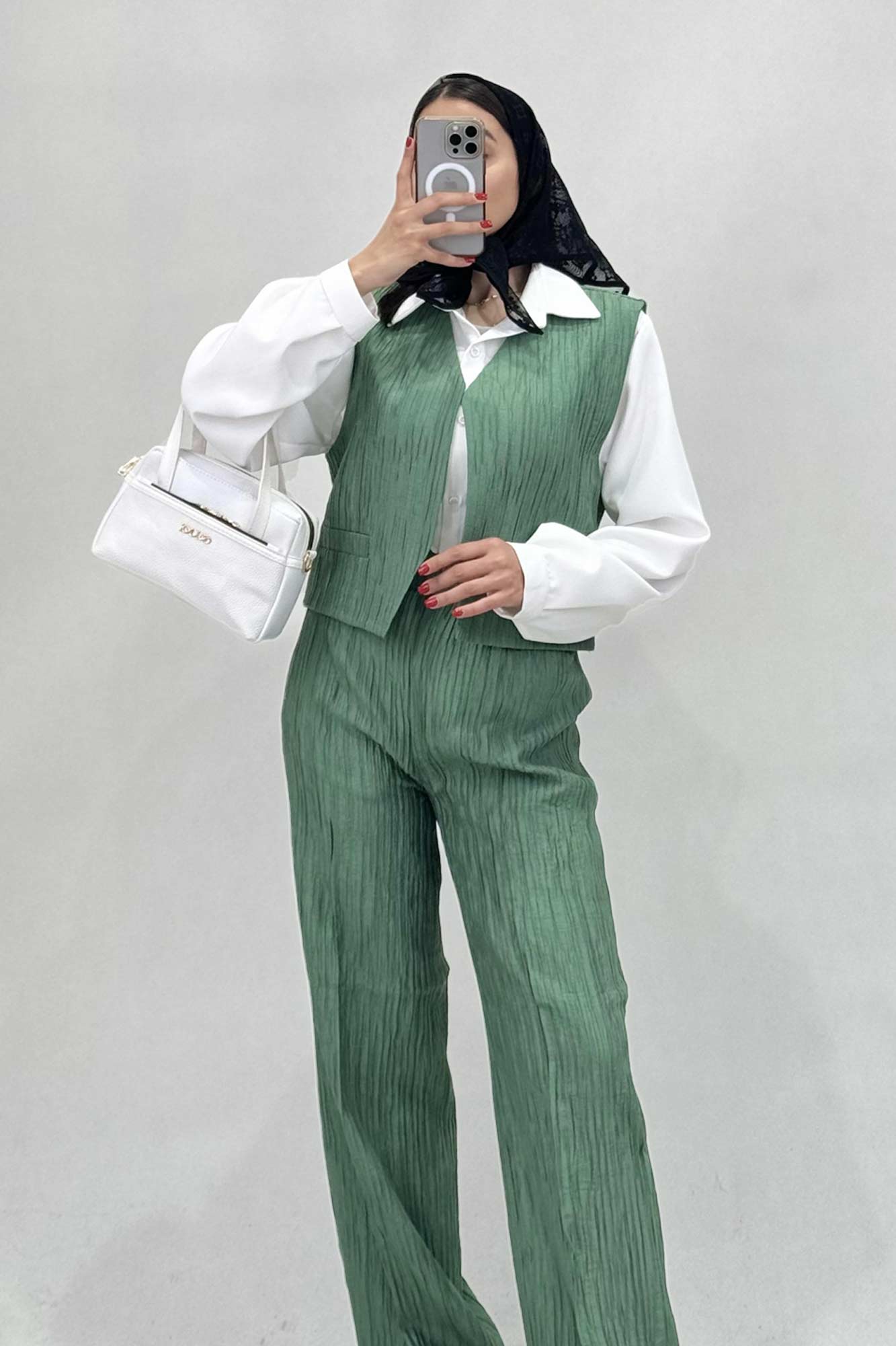 ست جلیقه شلوار کریشه جیب فیلتو