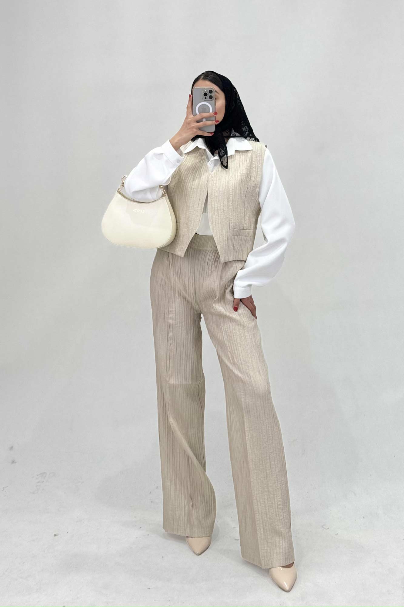 ست جلیقه شلوار کریشه جیب فیلتو